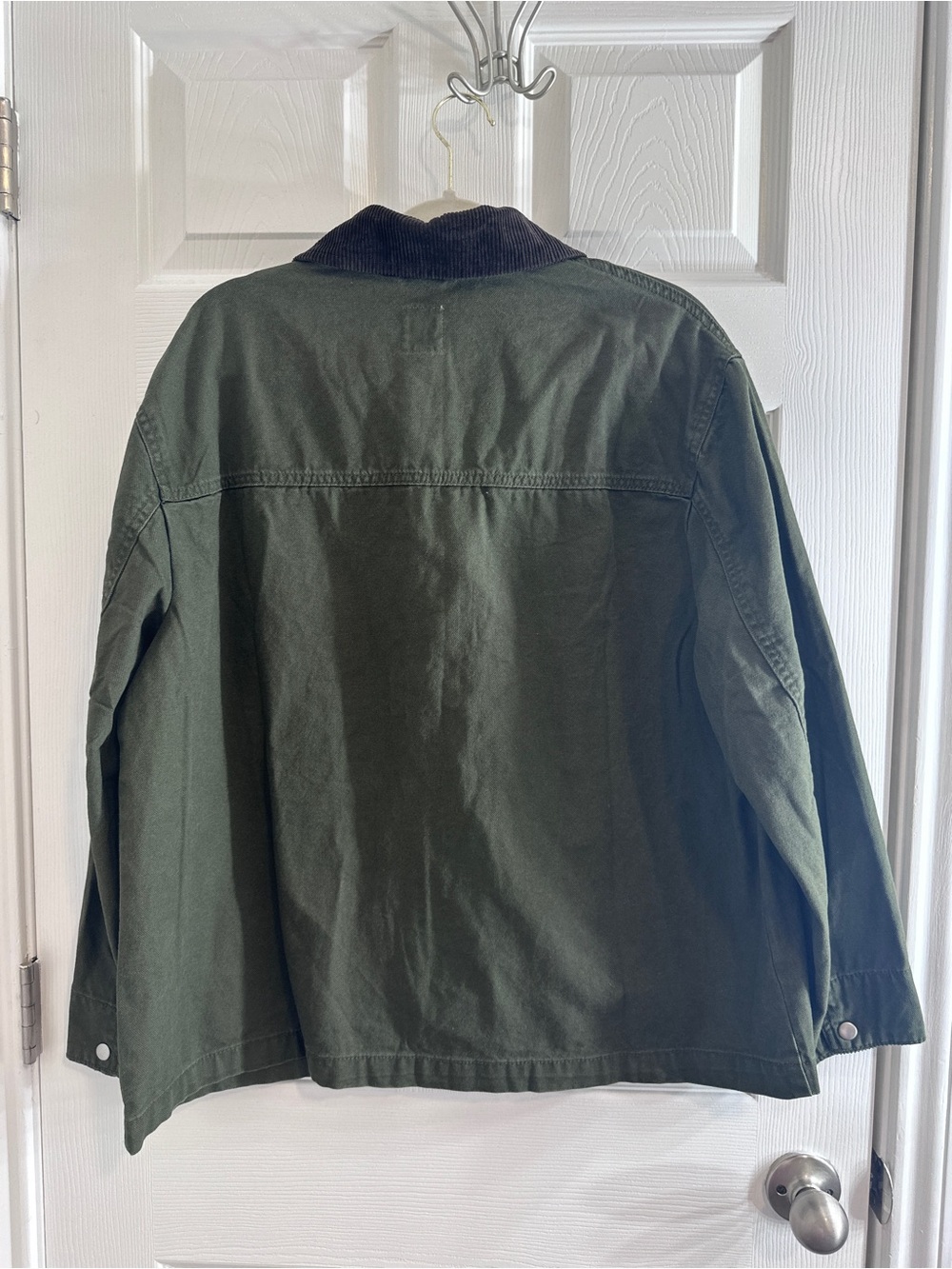 NWT Gap Relaxed Canvas Barn Jacket Olive Corduroy Collar Size L - Picture 9 of 11